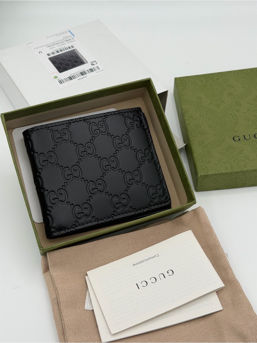 Gucci Black GG Embossed Leather Bi-Fold Wallet NWT 🔥